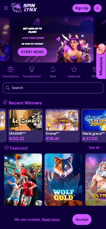 Online casino homepage featuring Le Bunny slot
