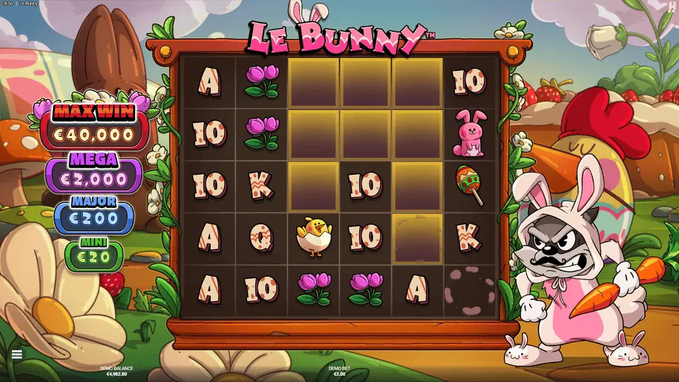 Le Bunny slot grid with highlighted Golden Squares marking win positions