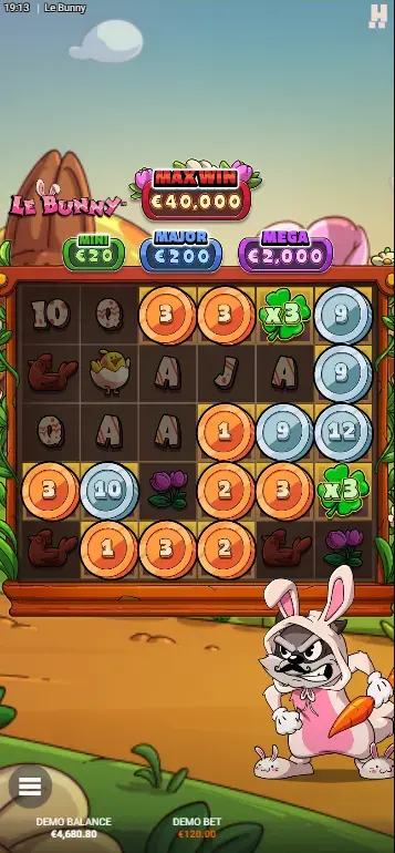 Le Bunny slot Regnbågssymbol aktiverar alla Gyllene Rutor och avslöjar priser
