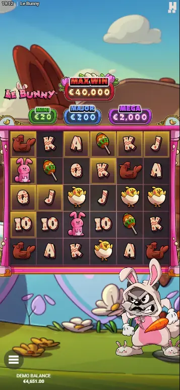 Le Bunny casino Gyllene Rutor markerade på spelplanen efter vinster